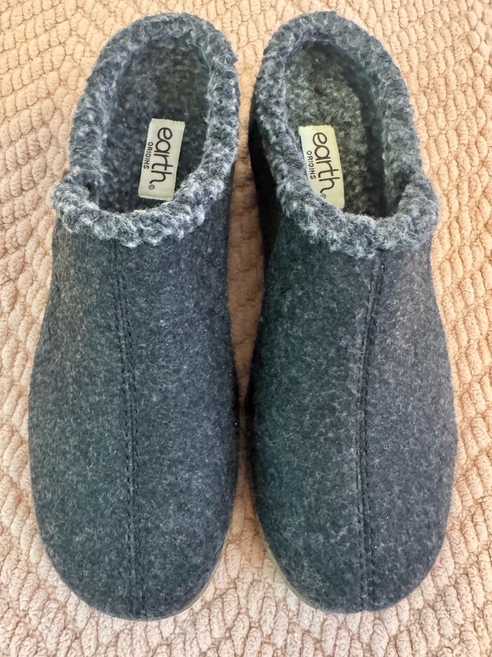 Earth Origins Janae Faux Fur Lined Clog Slippers Gray Size 7.5M NWOT